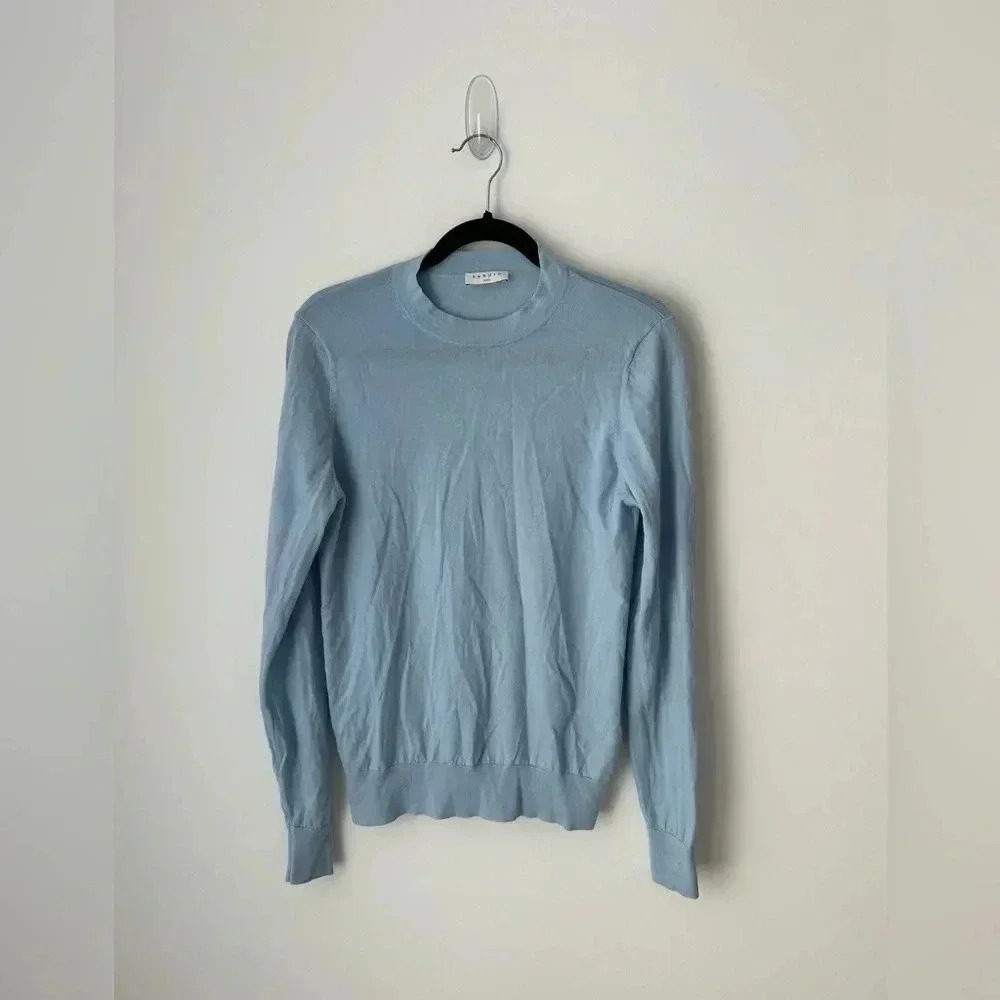 Sandro Paris blue merino wool sweater